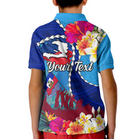 Personalised Haiti 220th Anniversary Independence Day Kid Polo Shirt Ayiti Flower with Polynesian Pattern LT03 - Polynesian Pride
