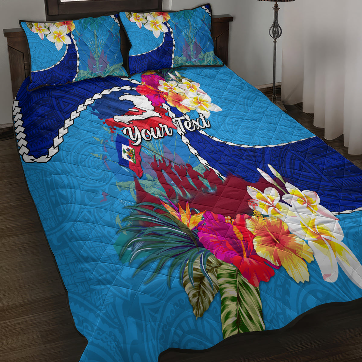 Personalised Haiti 220th Anniversary Independence Day Quilt Bed Set Ayiti Flower with Polynesian Pattern LT03 - Polynesian Pride