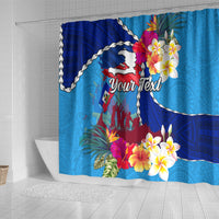 Personalised Haiti 220th Anniversary Independence Day Shower Curtain Ayiti Flower with Polynesian Pattern LT03 - Polynesian Pride