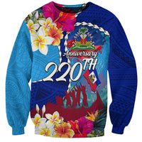 Personalised Haiti 220th Anniversary Independence Day Sweatshirt Ayiti Flower with Polynesian Pattern LT03 Unisex Blue - Polynesian Pride