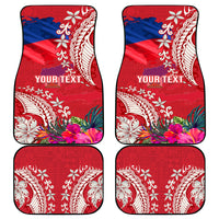 Personalised Haiti Coat Of Arms Car Mats Repiblik d Ayiti Tropical Flower Red Polynesian Pattern LT03 Red - Polynesian Pride