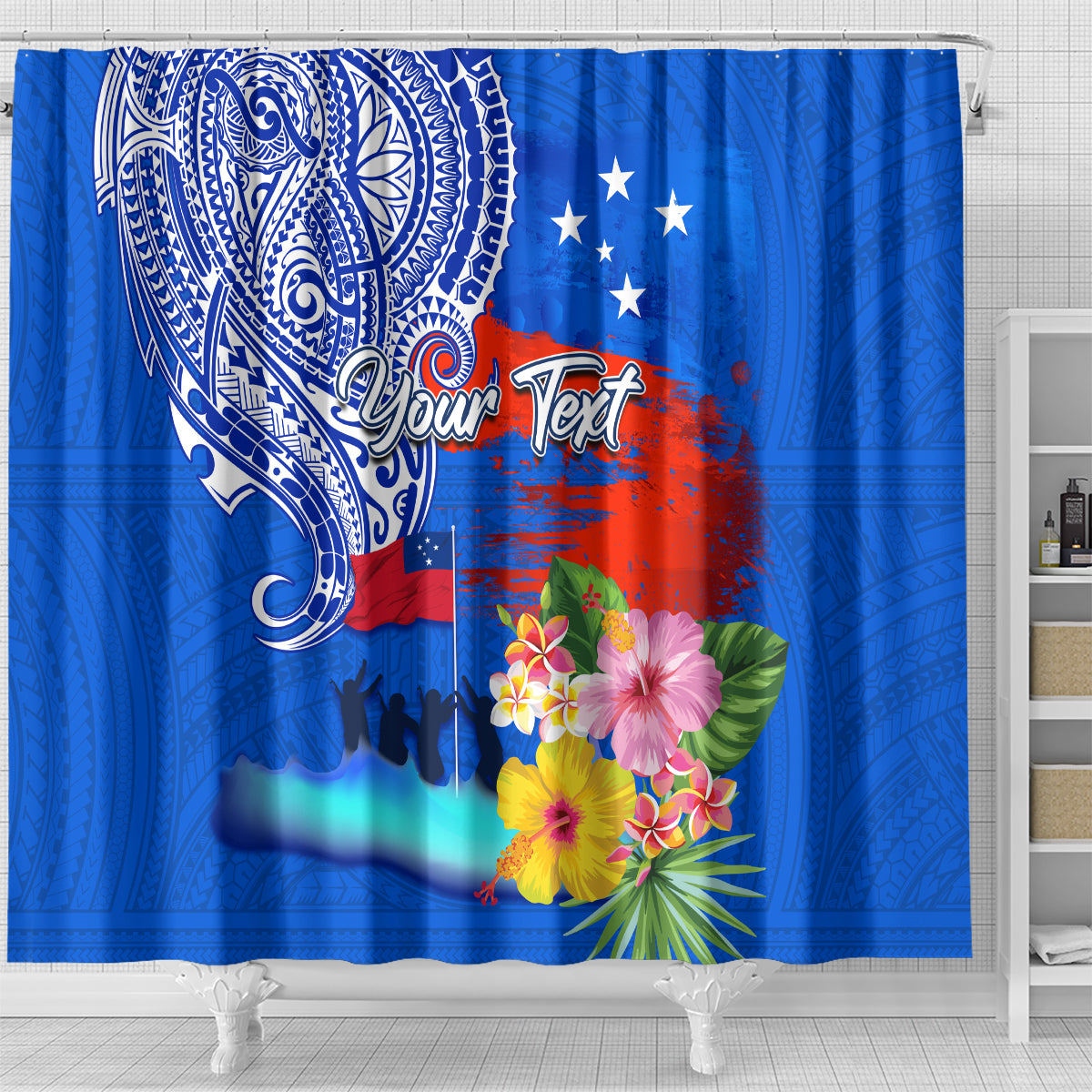 Personalised Samoa 62nd Anniversary Independence Day Shower Curtain Samoan Tribal Flag Style LT03 - Polynesian Pride