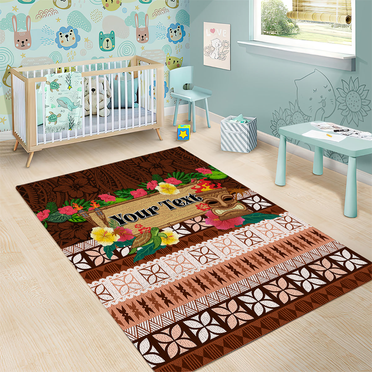 Pasifika Festival Auckland Area Rug Polynesian Tribal with Pacific Pattern Brown Color