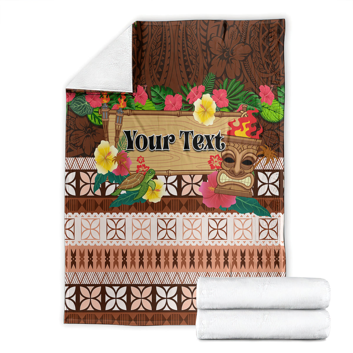 Pasifika Festival Auckland Blanket Polynesian Tribal with Pacific Pattern Brown Color