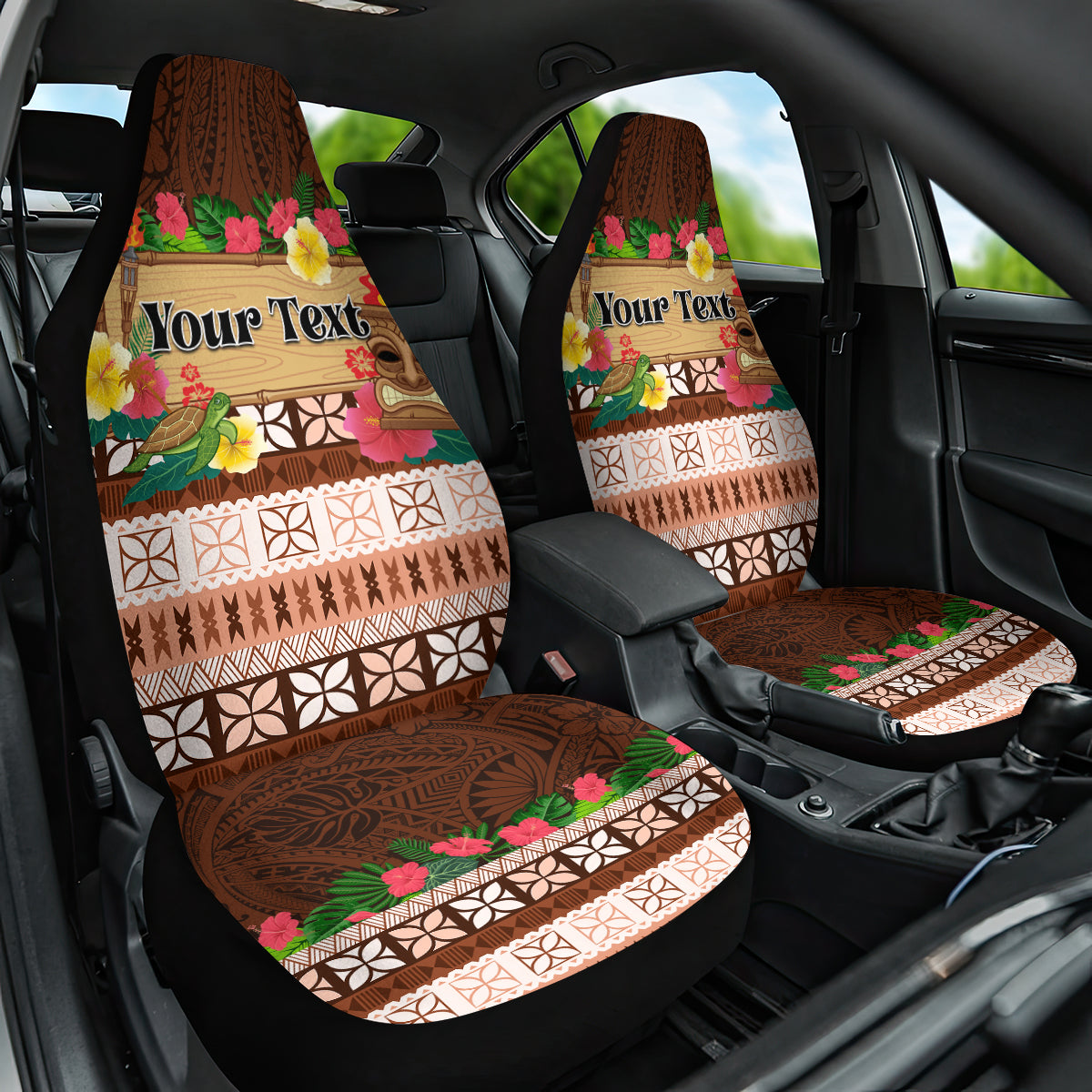 Pasifika Festival Auckland Car Seat Cover Polynesian Tribal with Pacific Pattern Brown Color