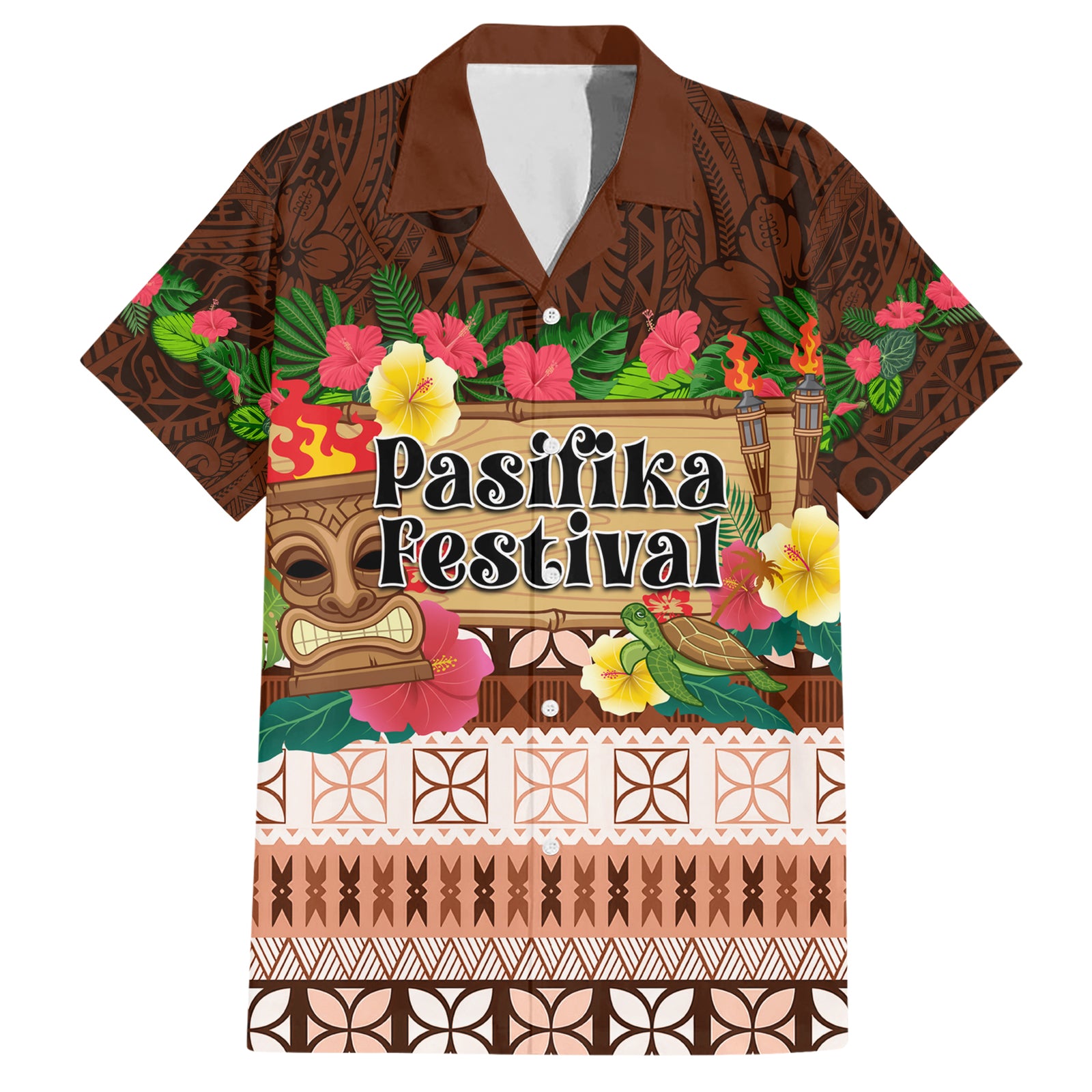 Pasifika Festival Auckland Hawaiian Shirt Polynesian Tribal with Pacific Pattern Brown Color LT03 Brown - Polynesian Pride