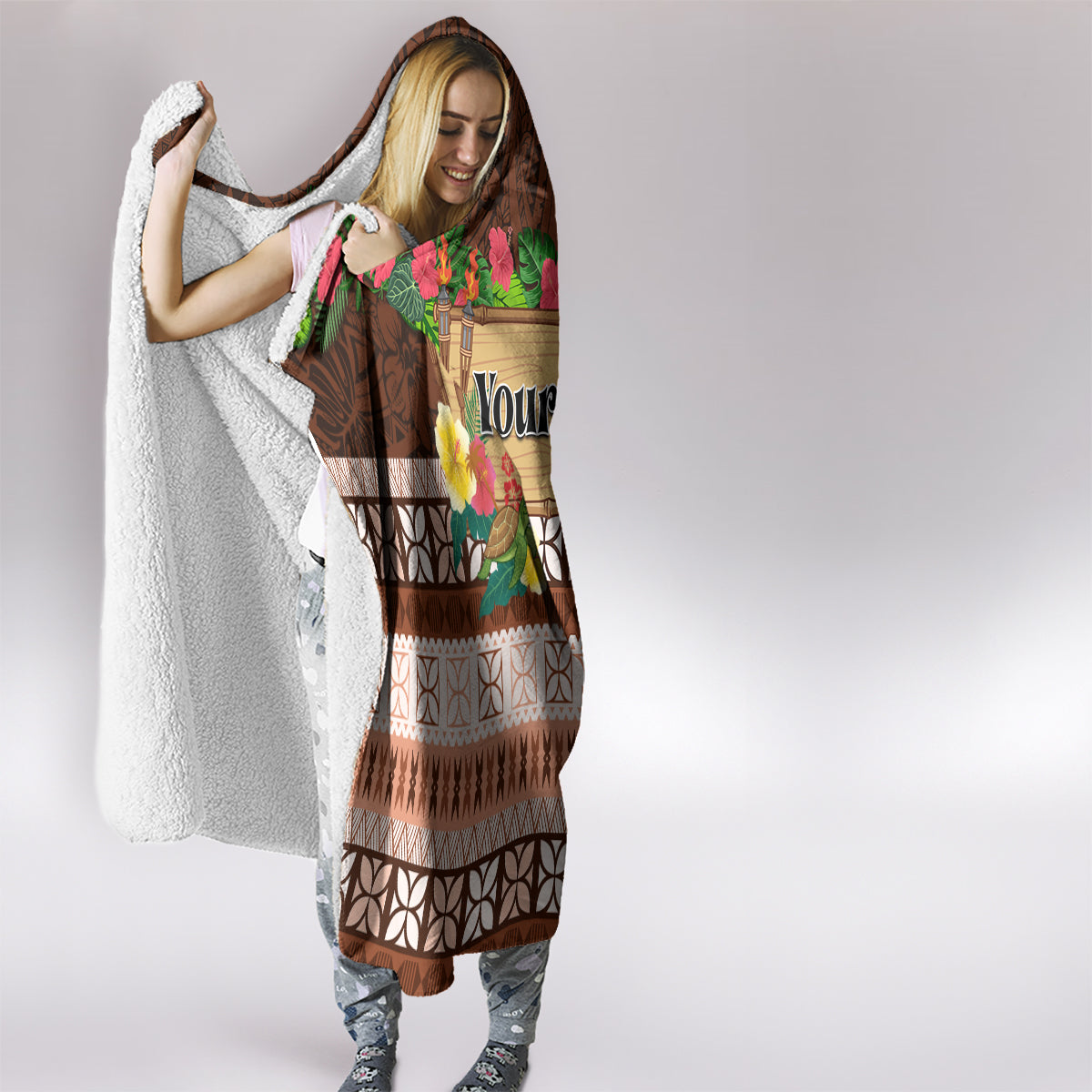 Pasifika Festival Auckland Hooded Blanket Polynesian Tribal with Pacific Pattern Brown Color LT03 - Polynesian Pride