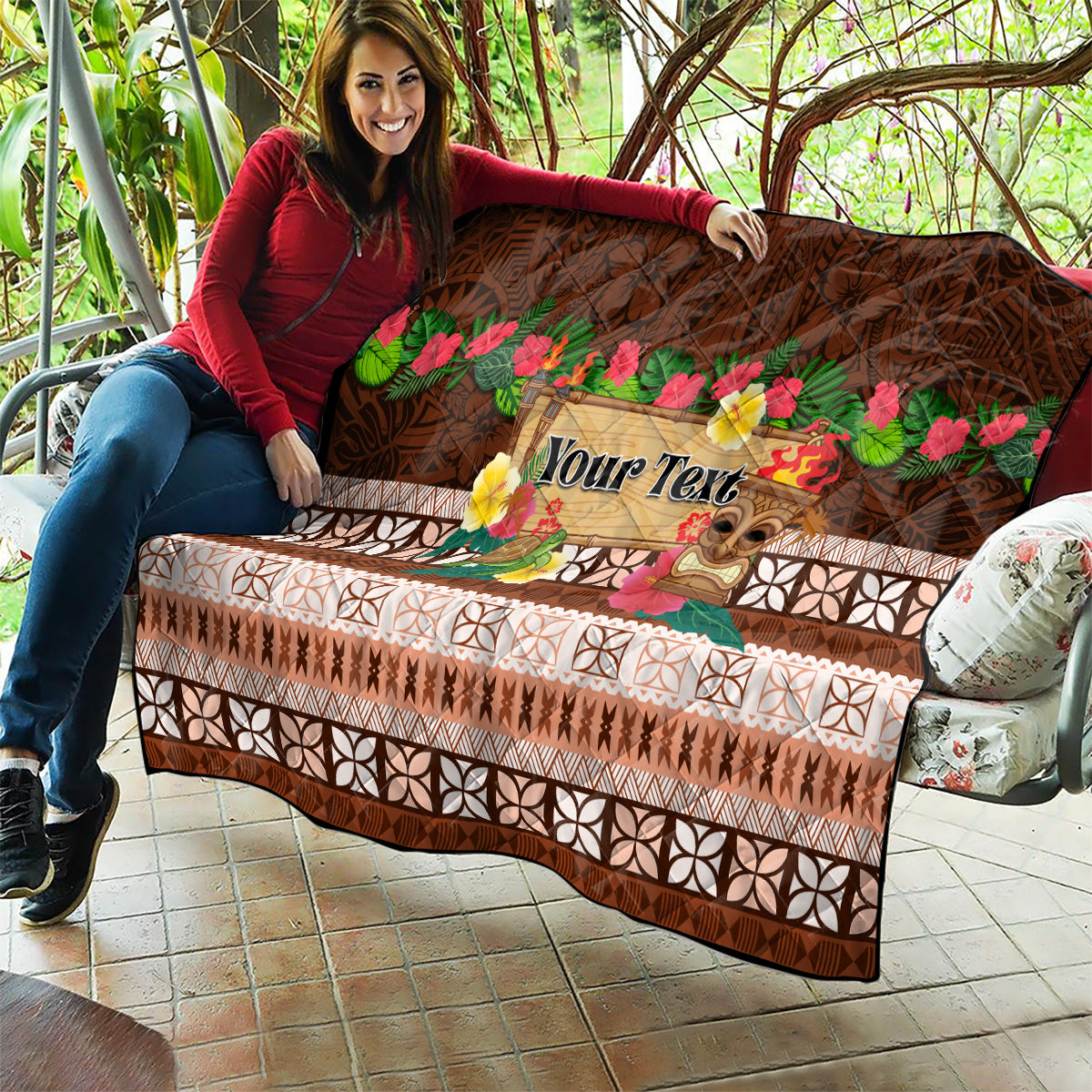 Pasifika Festival Auckland Quilt Polynesian Tribal with Pacific Pattern Brown Color LT03 - Polynesian Pride