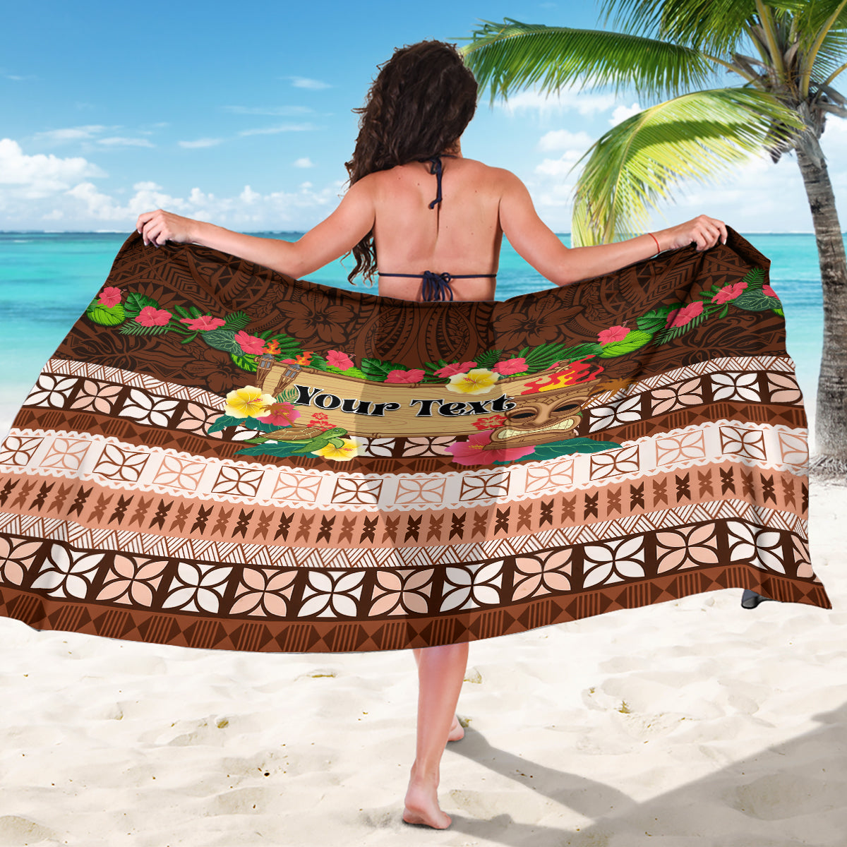 Pasifika Festival Auckland Sarong Polynesian Tribal with Pacific Pattern Brown Color LT03 - Polynesian Pride