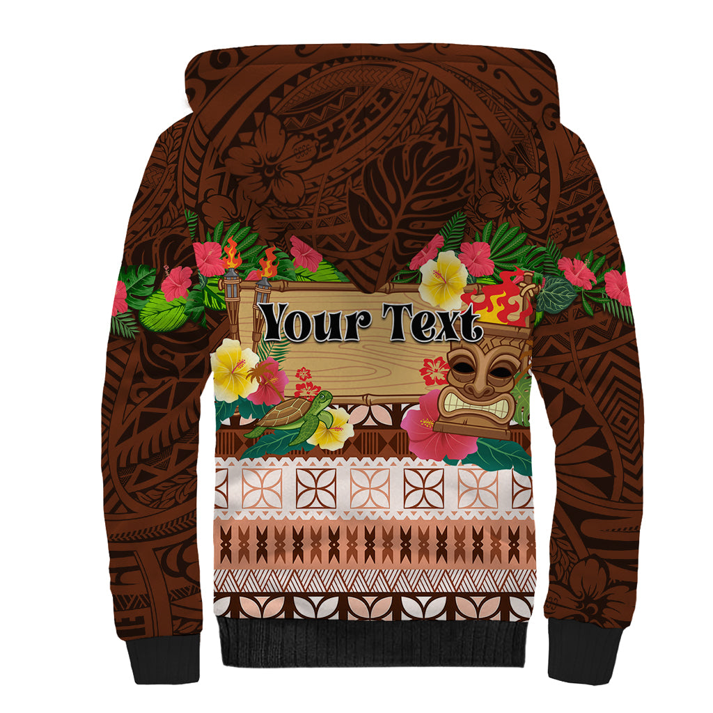 Pasifika Festival Auckland Sherpa Hoodie Polynesian Tribal with Pacific Pattern Brown Color LT03 - Polynesian Pride