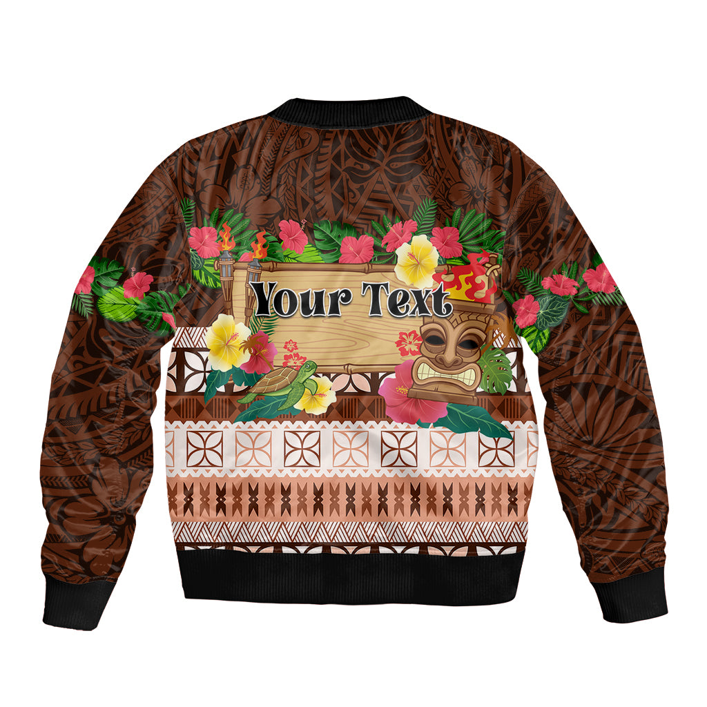 Pasifika Festival Auckland Sleeve Zip Bomber Jacket Polynesian Tribal with Pacific Pattern Brown Color LT03 - Polynesian Pride