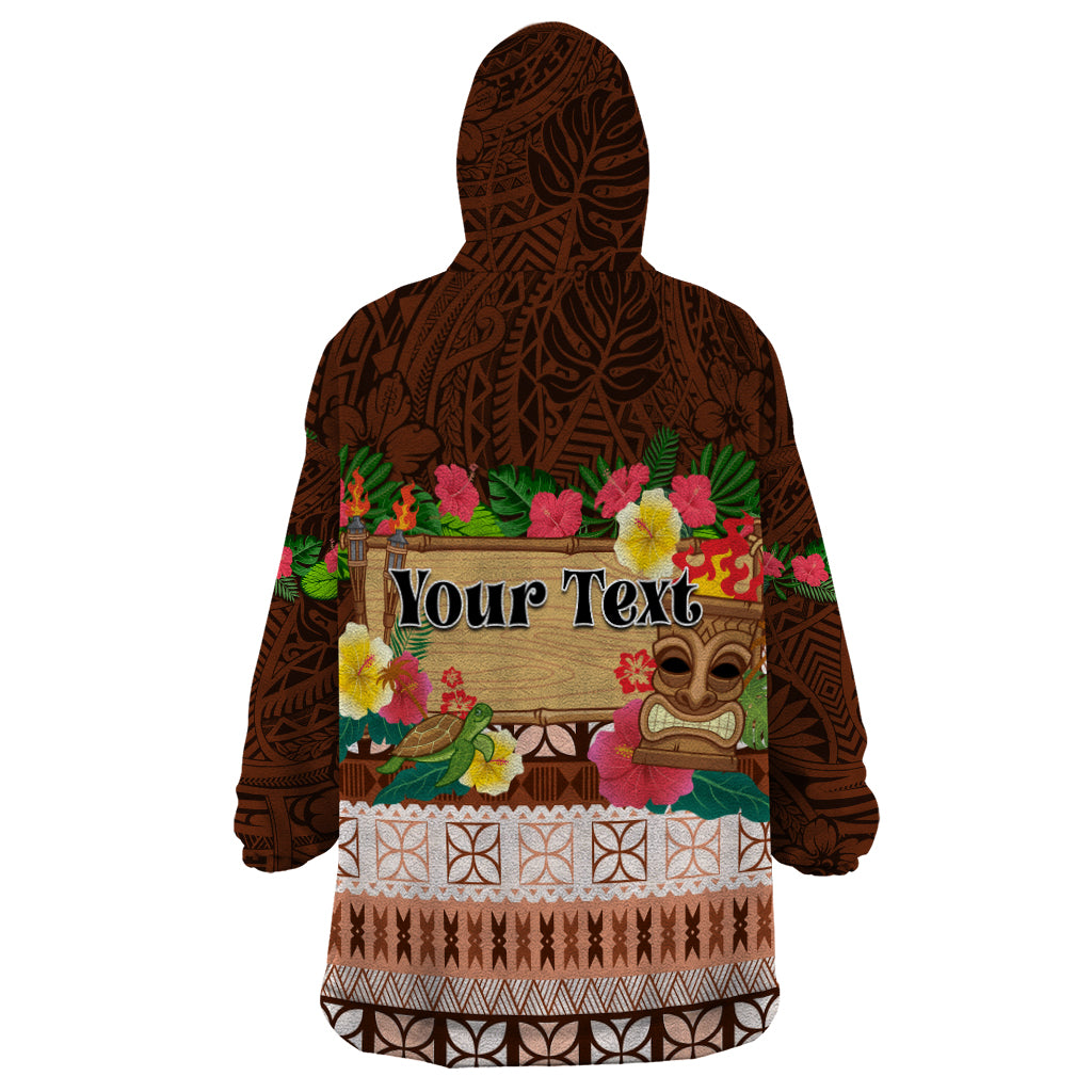 Pasifika Festival Auckland Wearable Blanket Hoodie Polynesian Tribal with Pacific Pattern Brown Color LT03 - Polynesian Pride