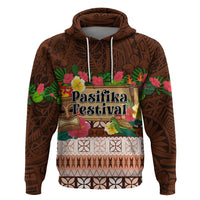 Pasifika Festival Auckland Zip Hoodie Polynesian Tribal with Pacific Pattern Brown Color LT03 Pullover Hoodie Brown - Polynesian Pride