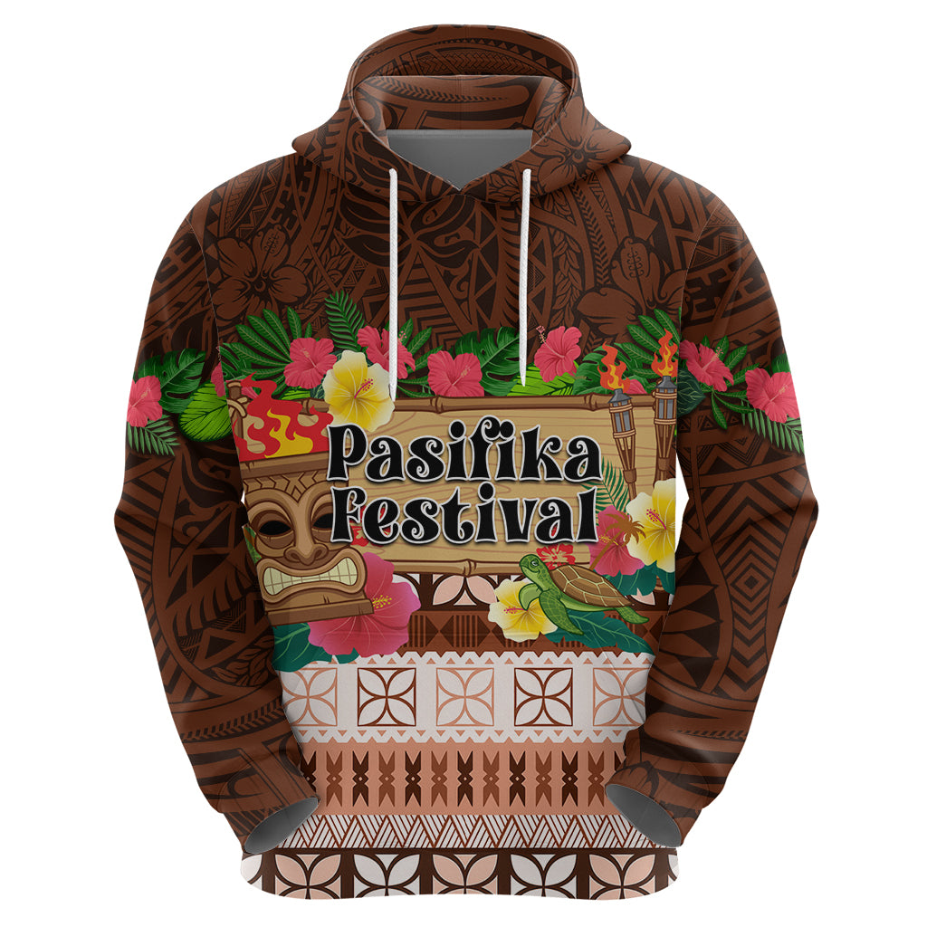 Pasifika Festival Auckland Zip Hoodie Polynesian Tribal with Pacific Pattern Brown Color LT03 - Polynesian Pride