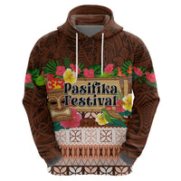 Pasifika Festival Auckland Zip Hoodie Polynesian Tribal with Pacific Pattern Brown Color LT03 - Polynesian Pride