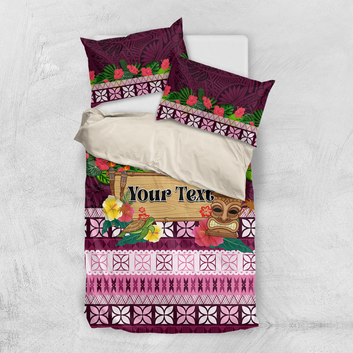 Pasifika Festival Auckland Bedding Set Polynesian Tribal with Pacific Pattern Pink Color LT03 US Twin 172cm x 218cm Pink - Polynesian Pride