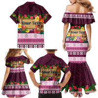 Pasifika Festival Auckland Family Matching Mermaid Dress and Hawaiian Shirt Polynesian Tribal with Pacific Pattern Pink Color LT03 - Polynesian Pride