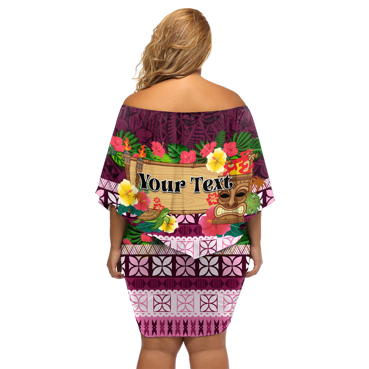 Pasifika Festival Auckland Family Matching Off Shoulder Short Dress and Hawaiian Shirt Polynesian Tribal with Pacific Pattern Pink Color LT03 - Polynesian Pride