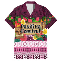 Pasifika Festival Auckland Family Matching Puletasi and Hawaiian Shirt Polynesian Tribal with Pacific Pattern Pink Color LT03 Dad's Shirt - Short Sleeve Pink - Polynesian Pride