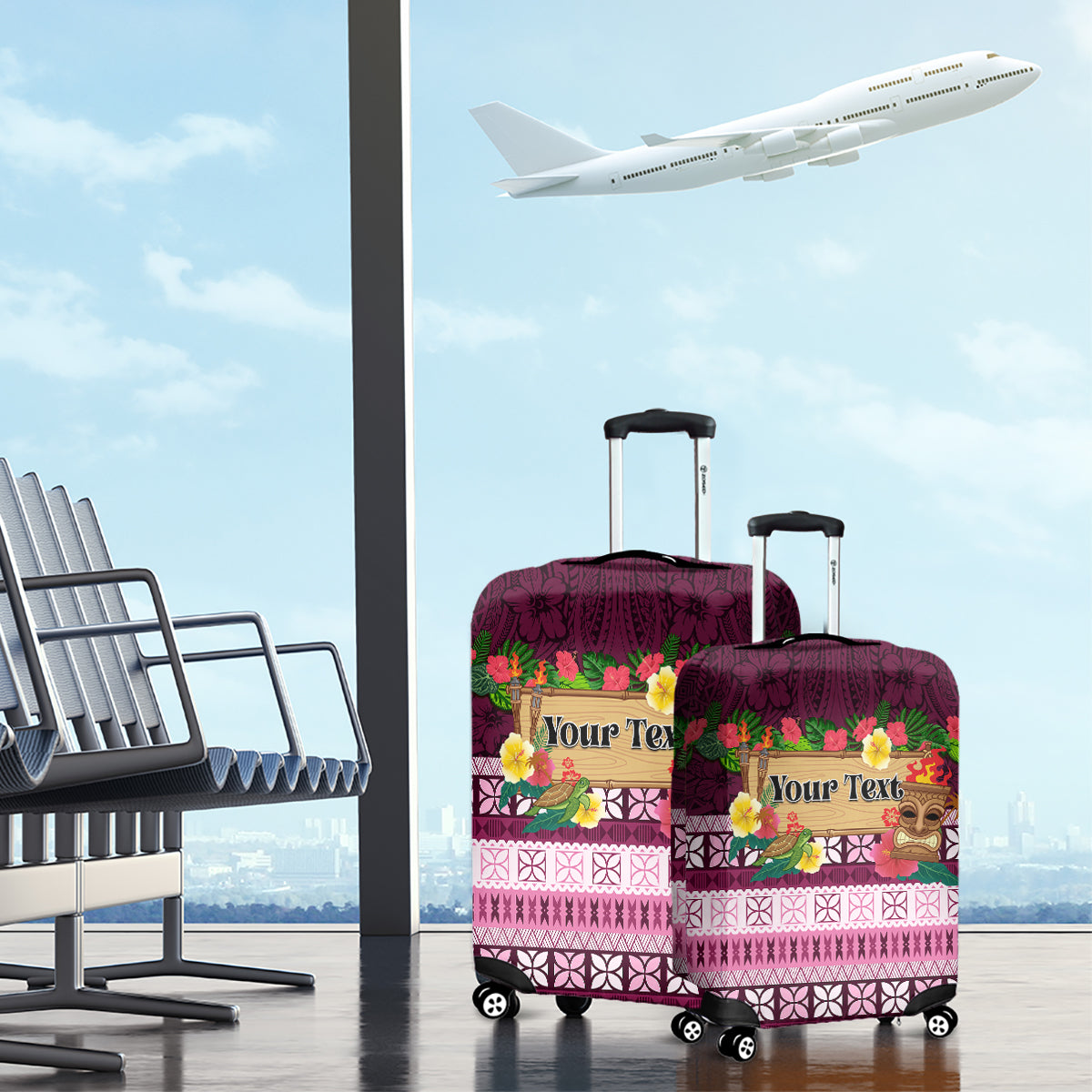 Pasifika Festival Auckland Luggage Cover Polynesian Tribal with Pacific Pattern Pink Color LT03 - Polynesian Pride