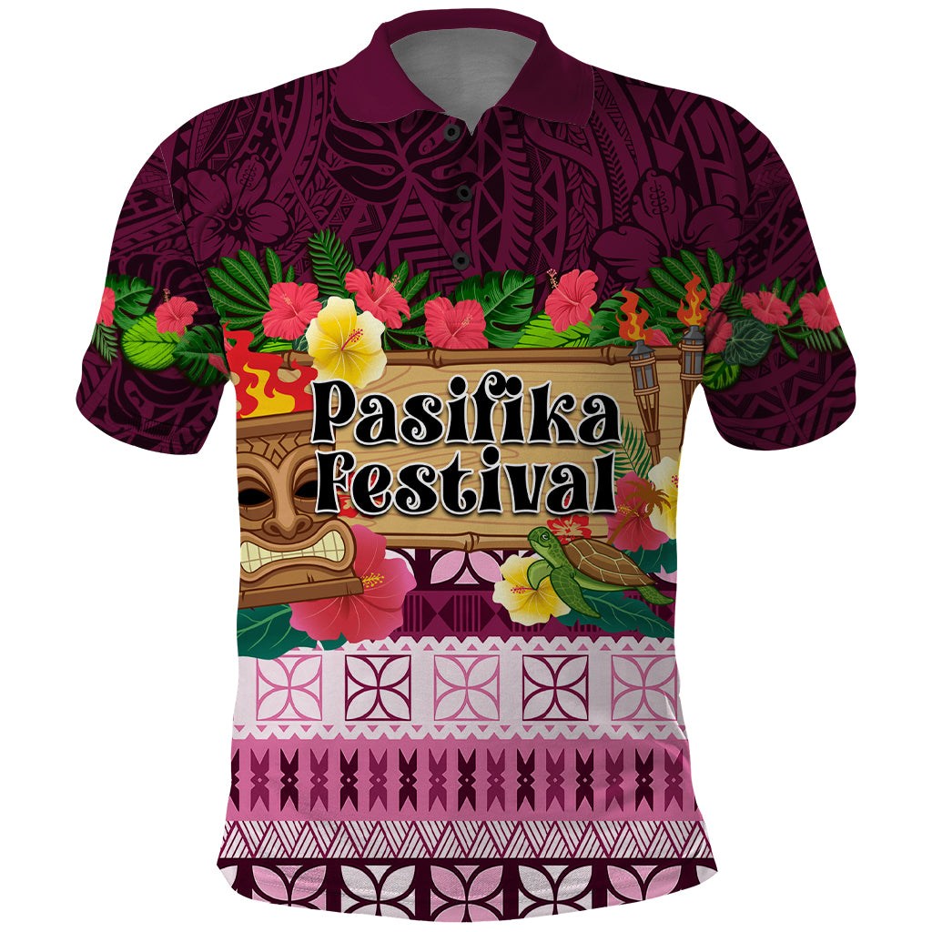 Pasifika Festival Auckland Polo Shirt Polynesian Tribal with Pacific Pattern Pink Color LT03 Pink - Polynesian Pride
