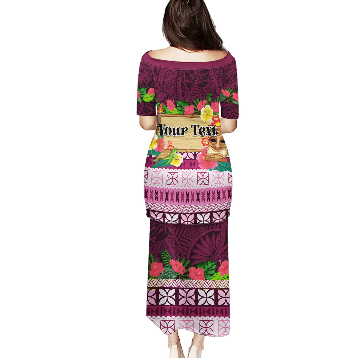 Pasifika Festival Auckland Puletasi Polynesian Tribal with Pacific Pattern Pink Color LT03 - Polynesian Pride