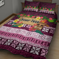 Pasifika Festival Auckland Quilt Bed Set Polynesian Tribal with Pacific Pattern Pink Color