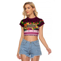 Pasifika Festival Auckland Raglan Cropped T Shirt Polynesian Tribal with Pacific Pattern Pink Color LT03 Female Pink - Polynesian Pride