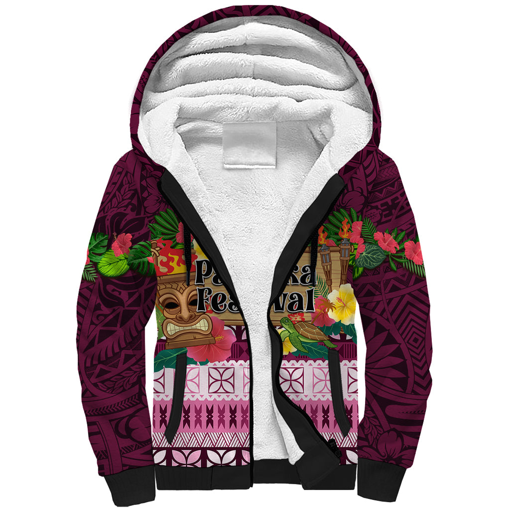 Pasifika Festival Auckland Sherpa Hoodie Polynesian Tribal with Pacific Pattern Pink Color LT03 Unisex Pink - Polynesian Pride