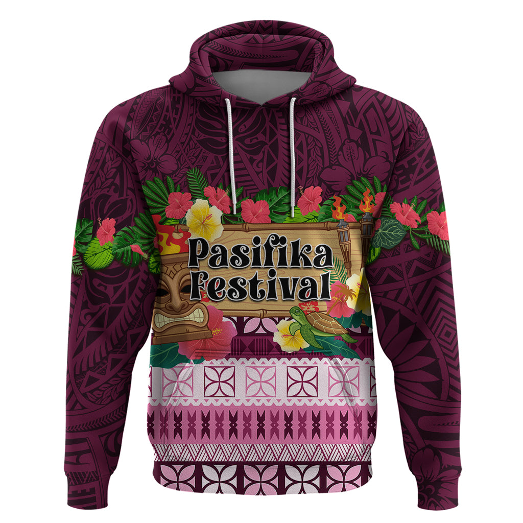 Pasifika Festival Auckland Zip Hoodie Polynesian Tribal with Pacific Pattern Pink Color LT03 Pullover Hoodie Pink - Polynesian Pride