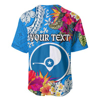 Yap Day Baseball Jersey Tapa Pattern with Hisbiscus LT03 - Polynesian Pride