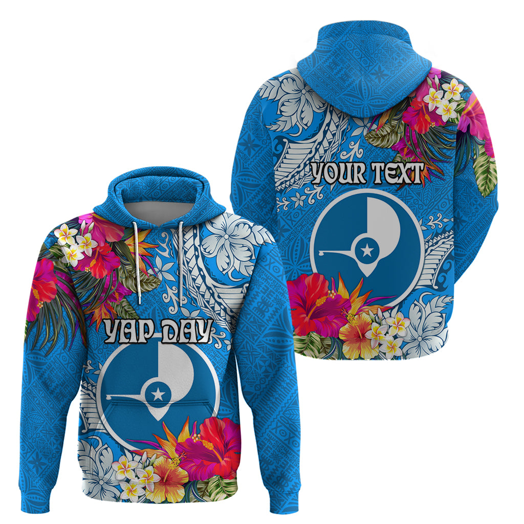 Yap Day Hoodie Tapa Pattern with Hisbiscus LT03 - Polynesian Pride