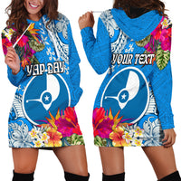 Yap Day Hoodie Dress Tapa Pattern with Hisbiscus LT03 - Polynesian Pride