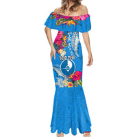 Yap Day Mermaid Dress Tapa Pattern with Hisbiscus LT03 - Polynesian Pride