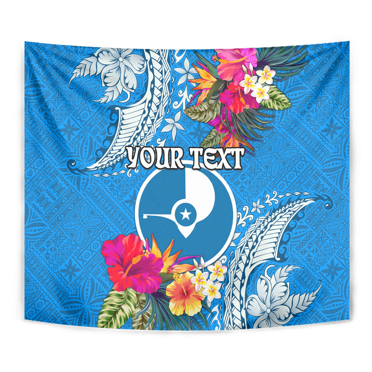 Yap Day Tapestry Tapa Pattern with Hisbiscus