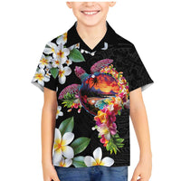 Hawaiian Lei Day Family Matching Mermaid Dress and Hawaiian Shirt Plumeria and Turtle with Polynesian Tribal Pattern