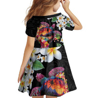 Hawaiian Lei Day Family Matching Tank Maxi Dress and Hawaiian Shirt Plumeria and Turtle with Polynesian Tribal Pattern