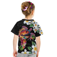 Hawaiian Lei Day Kid T Shirt Plumeria and Turtle with Polynesian Tribal Pattern LT03 - Polynesian Pride