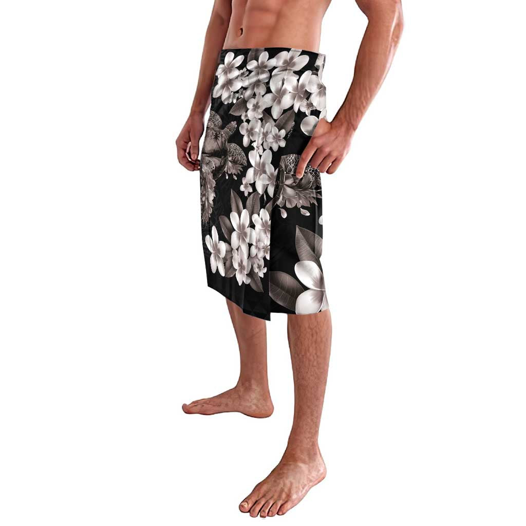 Hawaiian Lei Day Lavalava Plumeria and Turtle with Polynesian Tribal Pattern Grayscale Color LT03 - Polynesian Pride