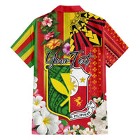 Personalised Hawaii and Philippines Together Family Matching Tank Maxi Dress and Hawaiian Shirt The Emblems with Cultural Symbols Green-Yellow-Red Tricolor