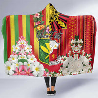 Personalised Hawaii and Philippines Together Hooded Blanket The Emblems with Cultural Symbols Green-Yellow-Red Tricolor