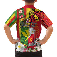 Personalised Hawaii and Philippines Together Kid Hawaiian Shirt The Emblems with Cultural Symbols Green-Yellow-Red Tricolor