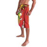 Personalised Hawaii and Philippines Together Lavalava The Emblems with Cultural Symbols Green-Yellow-Red Tricolor LT03 - Polynesian Pride