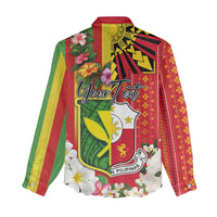 Personalised Hawaii and Philippines Together Women Casual Shirt The Emblems with Cultural Symbols Green-Yellow-Red Tricolor
