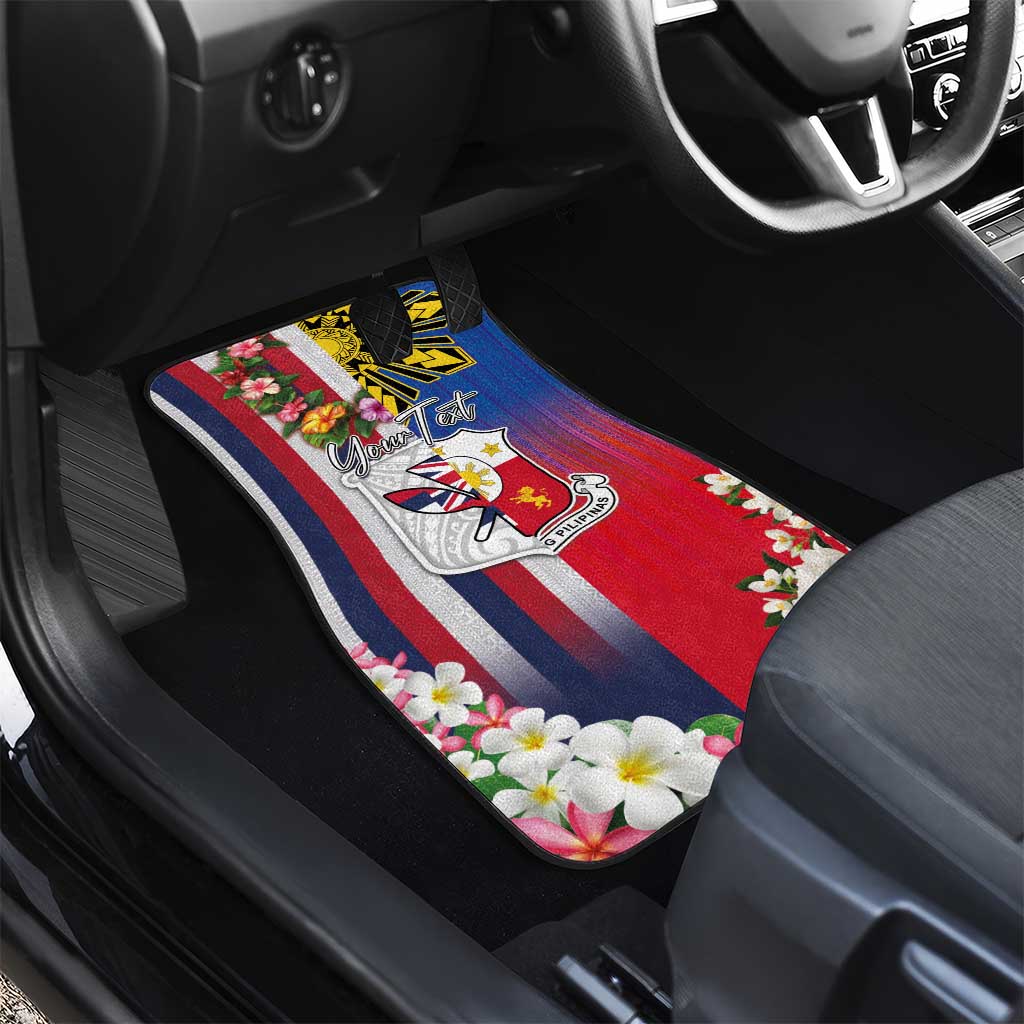 Personalised Hawaii and Philippines Together Car Mats The Emblems with Cultural Symbols Blue-White-Red Tricolor
