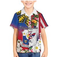 Personalised Hawaii and Philippines Together Family Matching Mermaid Dress and Hawaiian Shirt The Emblems with Cultural Symbols Blue-White-Red Tricolor