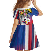 Personalised Hawaii and Philippines Together Family Matching Off The Shoulder Long Sleeve Dress and Hawaiian Shirt The Emblems with Cultural Symbols Blue-White-Red Tricolor