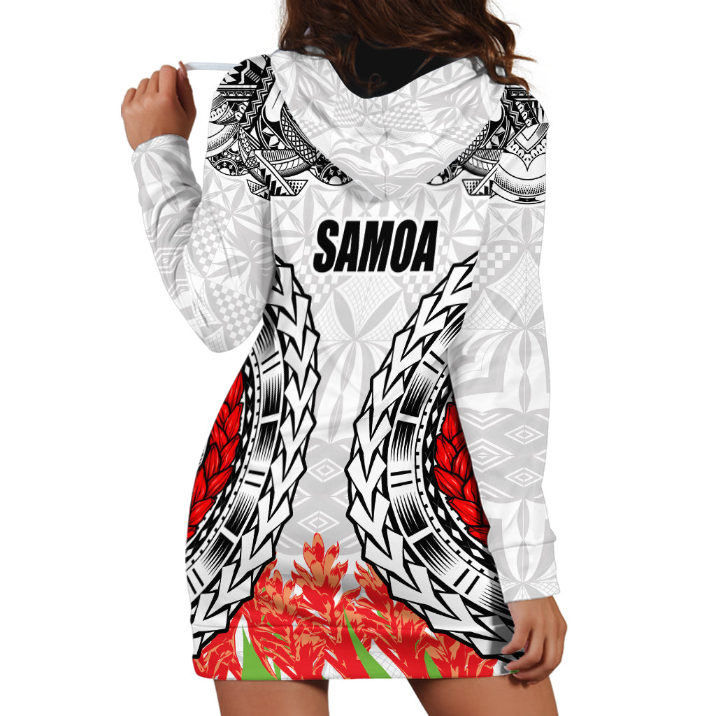 Samoa Siapo Ula Fala Hoodie Dress With Ginger Plant White Color LT03 - Polynesian Pride