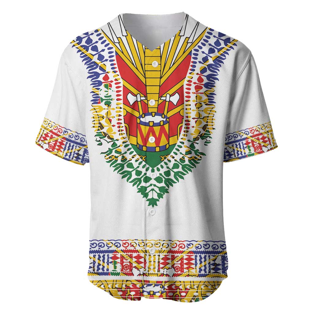 Haiti Flag Traditional Dashiki Baseball Jersey White Color - Polynesian Pride