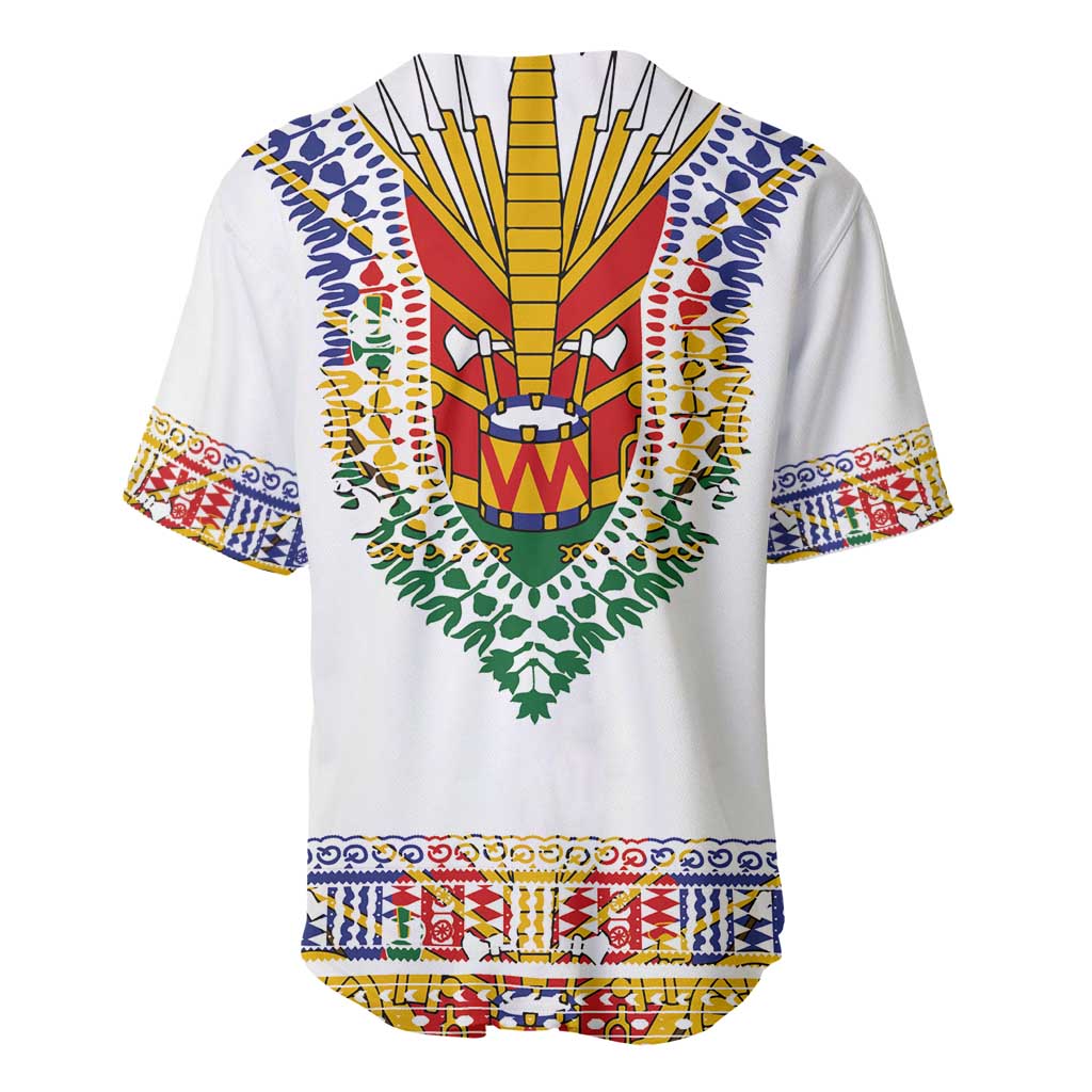 Haiti Flag Traditional Dashiki Baseball Jersey White Color - Polynesian Pride